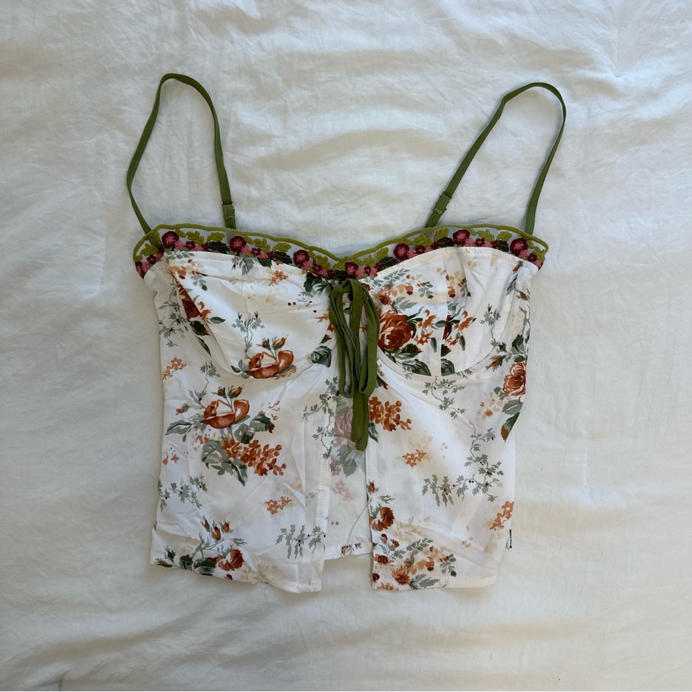 Princess Polly Floral Camisole with Green Trim